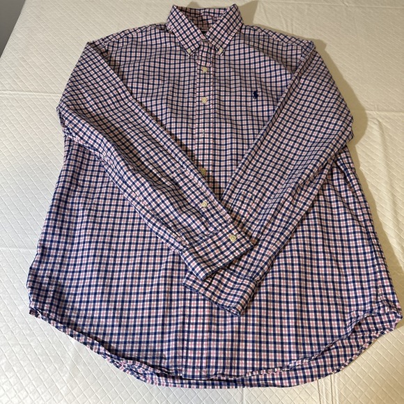 Ralph Lauren Large‎  Blue Pink White Plaid Long Slv Button Down Classic Fit - Picture 1 of 14